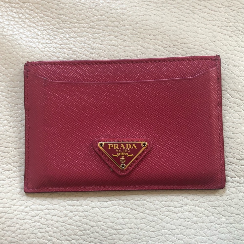 Prada pink leather cardholder